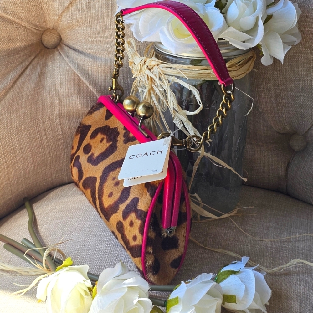 Vintage Coach Madison Ocelot Leopard Print Kisslock Shoulder Bag Purse # 9756 - Picture 5 of 14